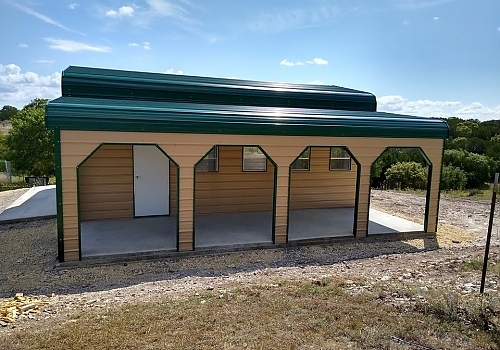 Metal Garage with a Lean-to
