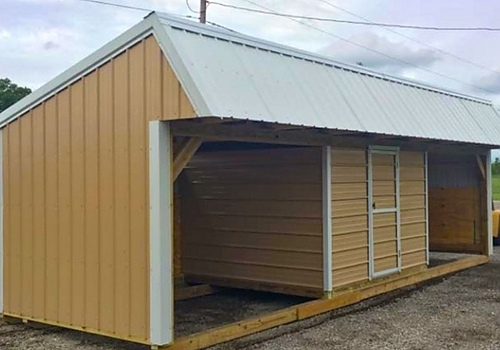 tan & White Loafing shed with tack in Glenpool, OK