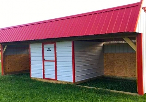 White & Red Loafing Shed with tack in Leonard, OK