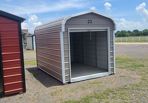 Small, open door metal storage shed in haskell, OK